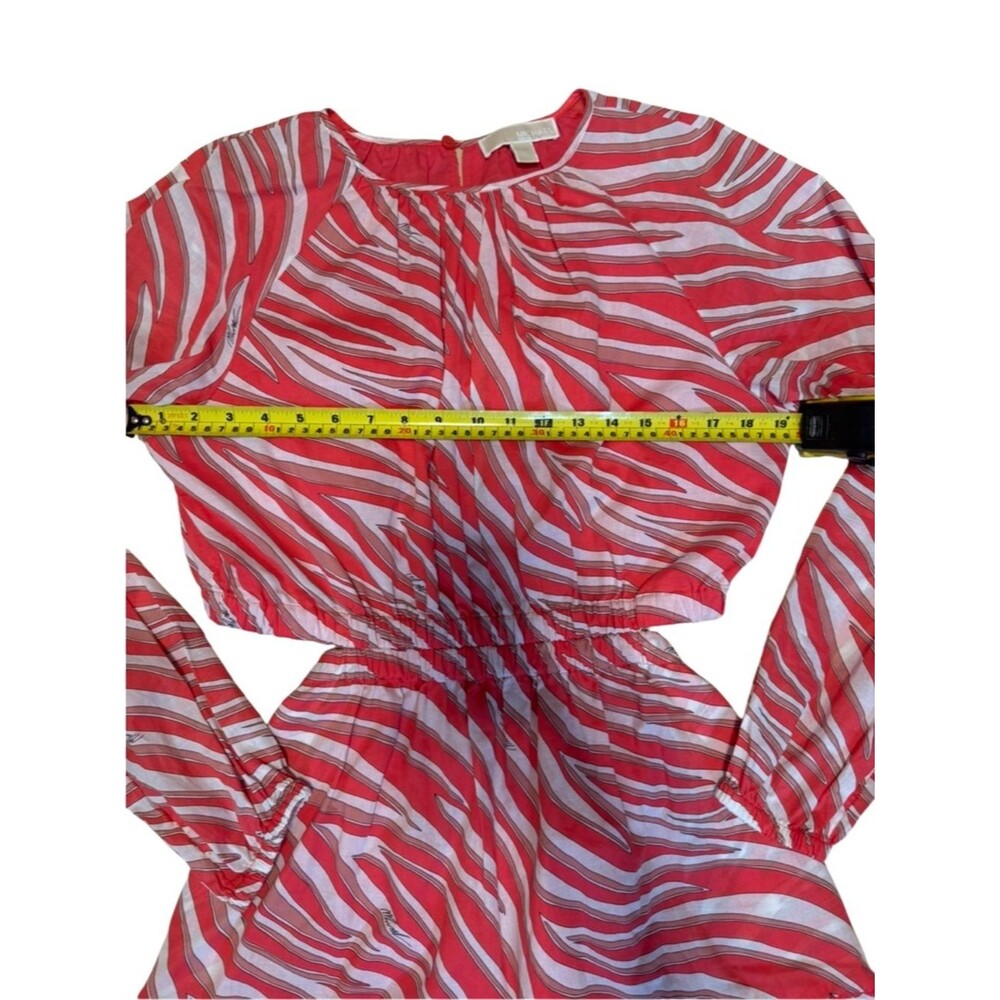 Michael Kors Cotton Lawn Cutout Mini Dress In Zebra Geranium Red/Pink XL - Picture 7 of 13